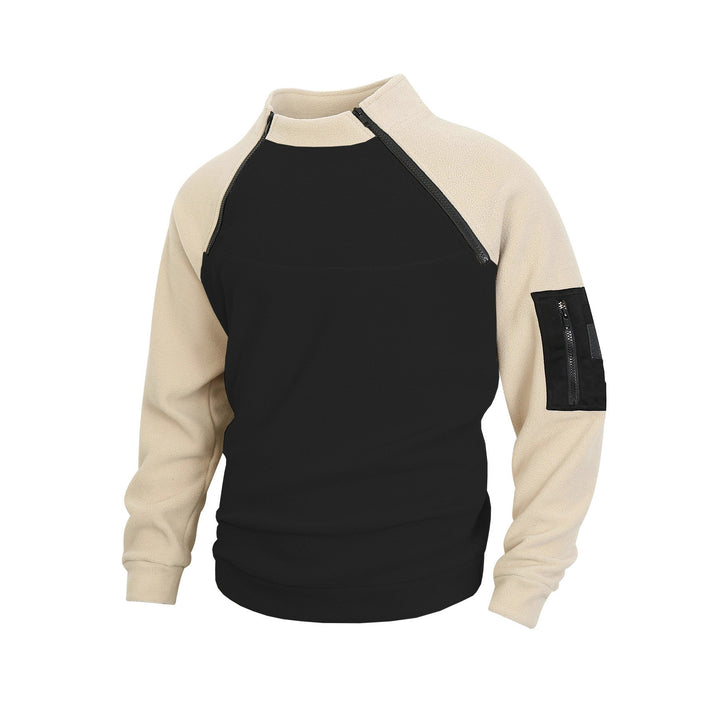 Herren technischer Fleece-Halbzip-Pullover mit asymmetrischen Schulterreißverschlüssen und Reißverschluss-Ärmeltasche Drune