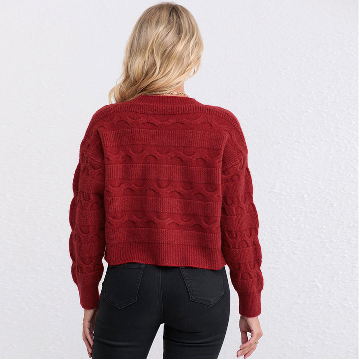 Damen lässiger Strickjacke mit dekorativen Knopfdetails und strukturiertem Design Drune