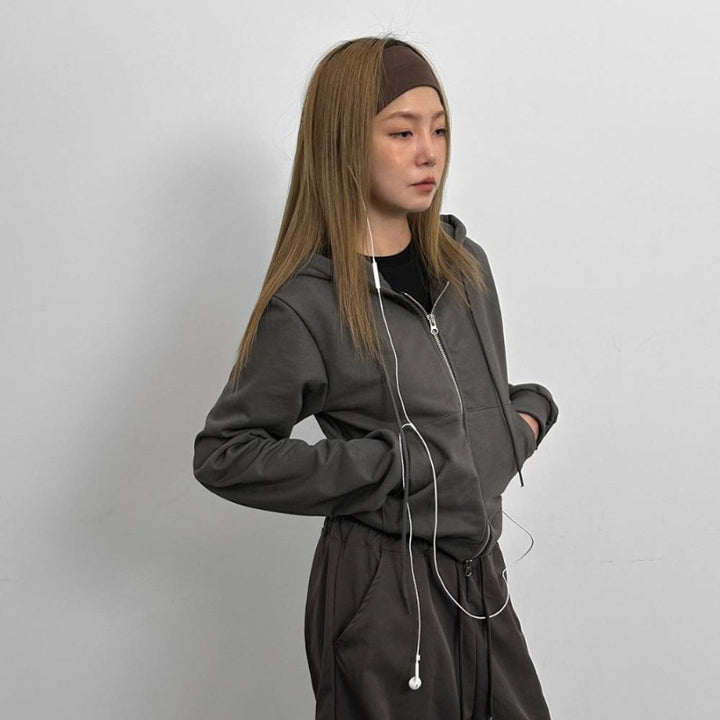 Damen sportliche Sweatjacke mit durchgehendem Reißverschluss Drune