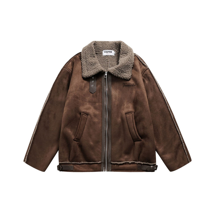 Herren Flieger‑Lederblouson mit Lammfellkragen und verstellbarem Saum Drune