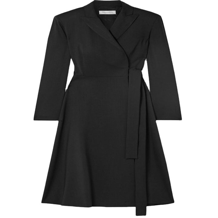 Damen Wickel‑Midikleid‑Mantel im Tailoring mit Schalkragen und Bindegürtel Drune