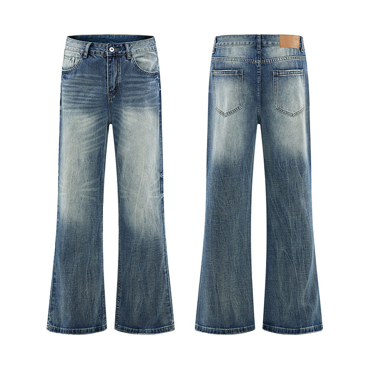 Herren Weitgeschnittene Schlagjeans im Vintage‑Flair mit tiefer Bundlinie und natürlichen Fade-Details Drune
