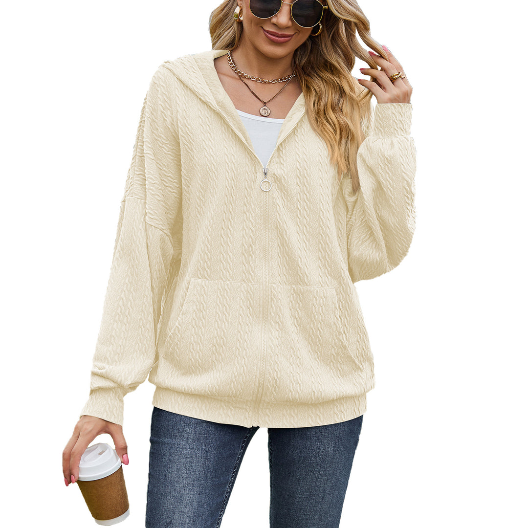 Damen Oversized Kapuzenpullover mit Strukturmuster und praktischen Taschen Drune