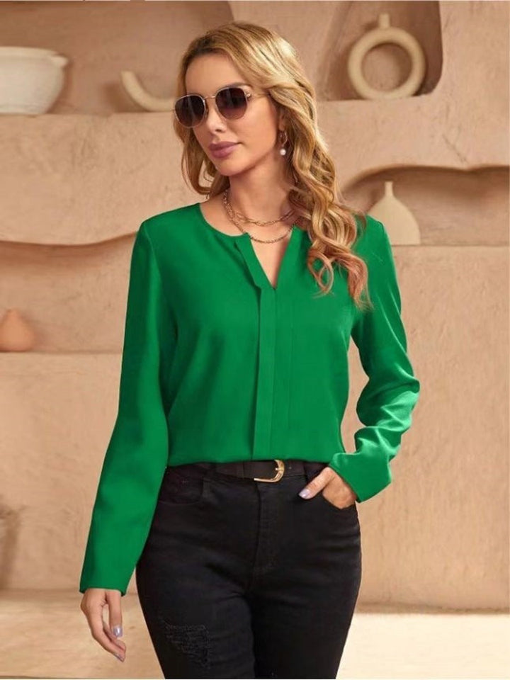 Drune | Damen Satinbluse Imitation Seide Shirt