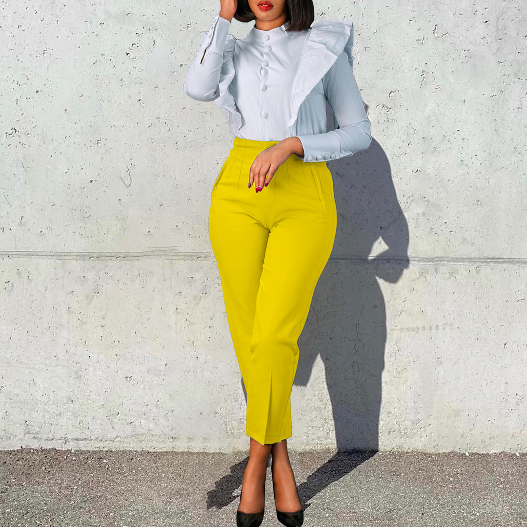 Damen Stylische Bluse mit floralem Design und elegantem V-Ausschnitt Drune