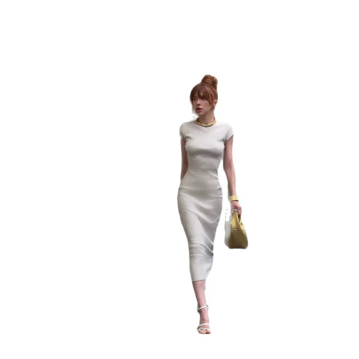 Damen Figurbetontes Langarmkleid mit elegantem Ziernähte Drune