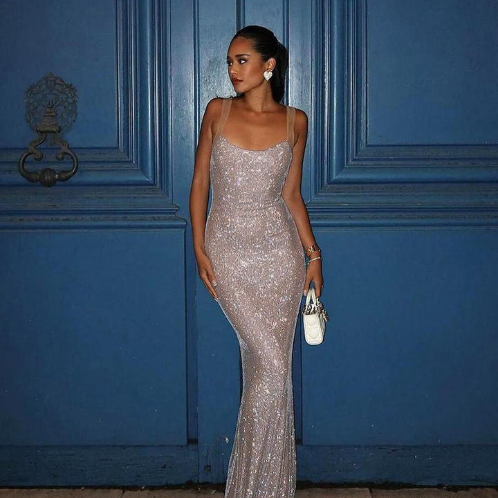Damen Glitzerndes Maxikleid mit glamourösem Schnitt Drune