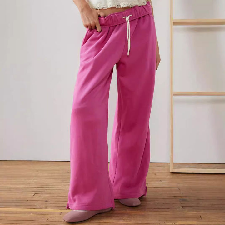 Damen weite Freizeit-Hose mit elastischem Bund und Kordelzug Drune