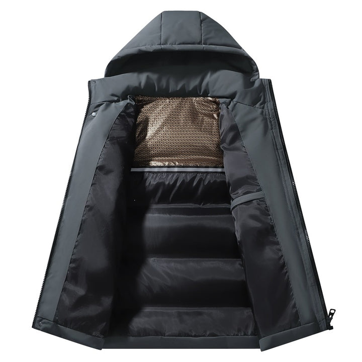 Herren Wattierte Kapuzen‑Thermo‑Steppjacke mit winddichter Hülle & versteckter Druckknopfblende Drune
