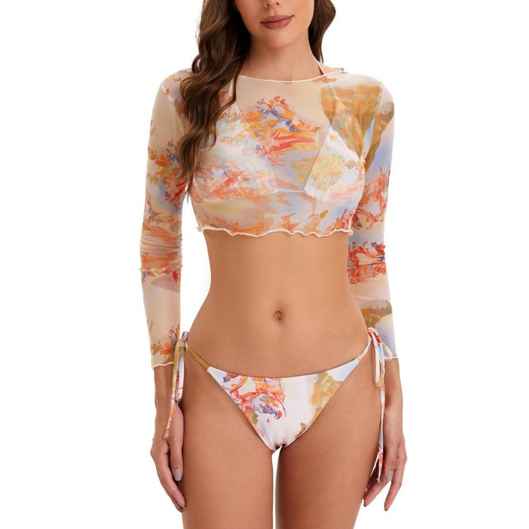 Damen Sportlicher Longsleeve Bikini-Set Drune