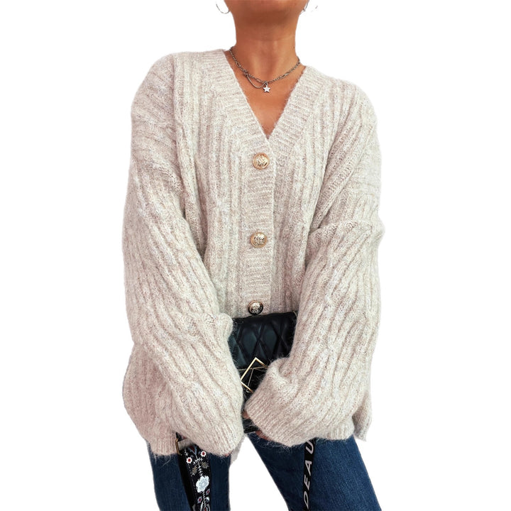 Damen Oversized Strickjacke mit goldenen Knopfdetails und weichem Material Drune