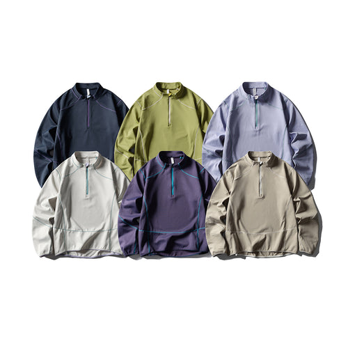 Unisex Halbzip-Fleecepullover mit Stehkragen, Flachnähten und verstellbarem Saum Drune