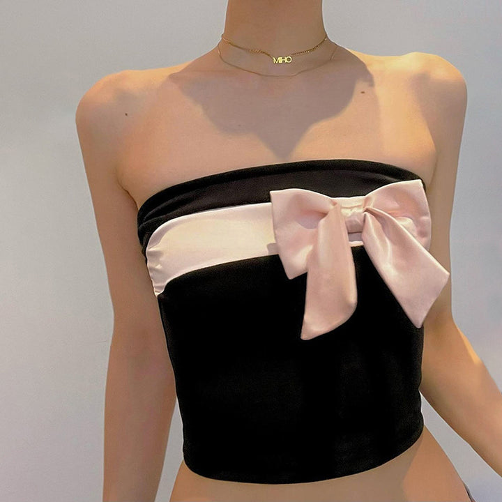 Damen bandeau Oberteil mit elegantem Schleifenakzent Drune