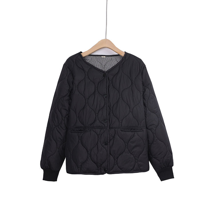 Damen nan gesteppte leichte Steppjacke mit Rundhals, Druckknopfverschluss und Rippbündchen Drune