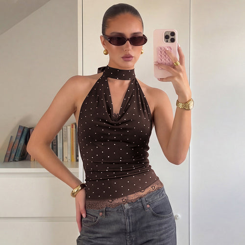 Damen Figurnahes Haltertop mit verspieltem Punktedesign Drune