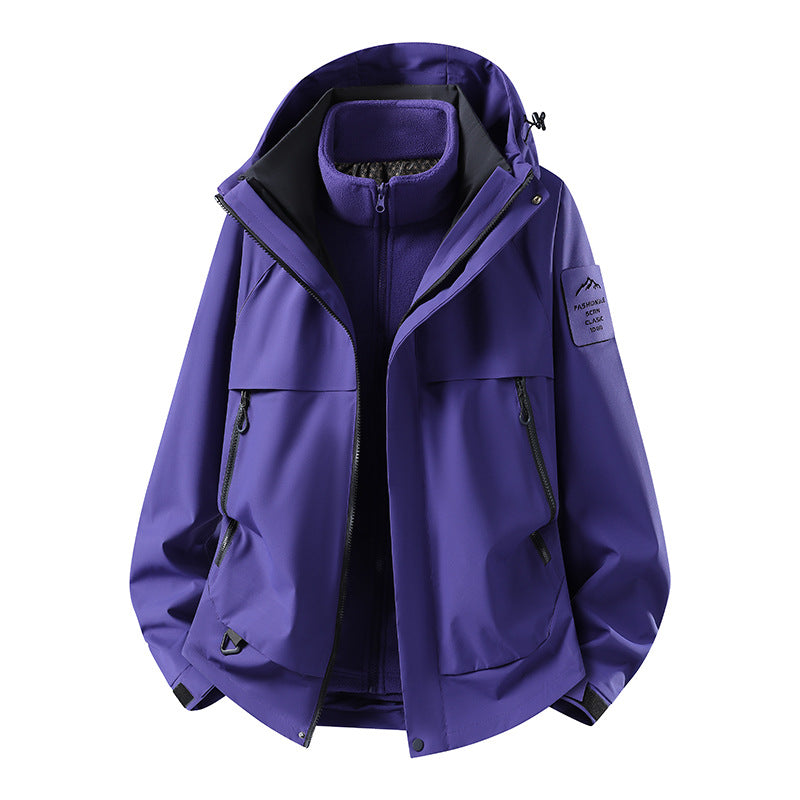 Herren modulare wasserdichte Outdoorjacke mit herausnehmbarer Fleece-Innenjacke, Kapuze und Reißverschlusstaschen Drune