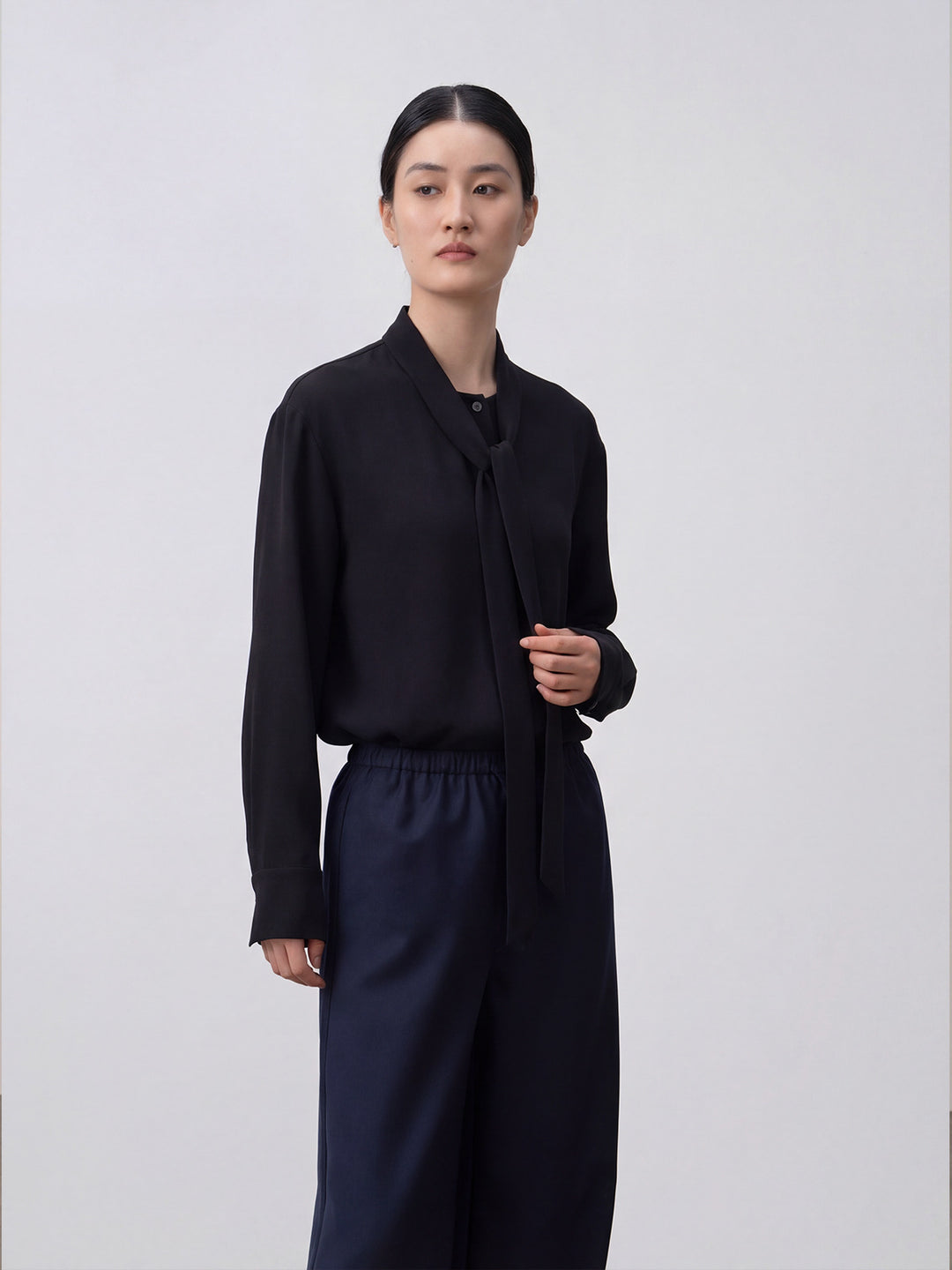 Damen Elegante Schleife Bluse Drune