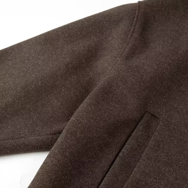 Damen lässige Wolljacke mit modernem Kragen und praktischen Eingrifftaschen Drune