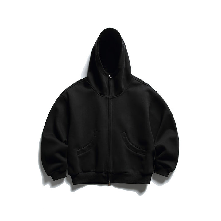 Unisex Oversize Zip-Hoodie mit hohem Kragen und Kängurutaschen Drune