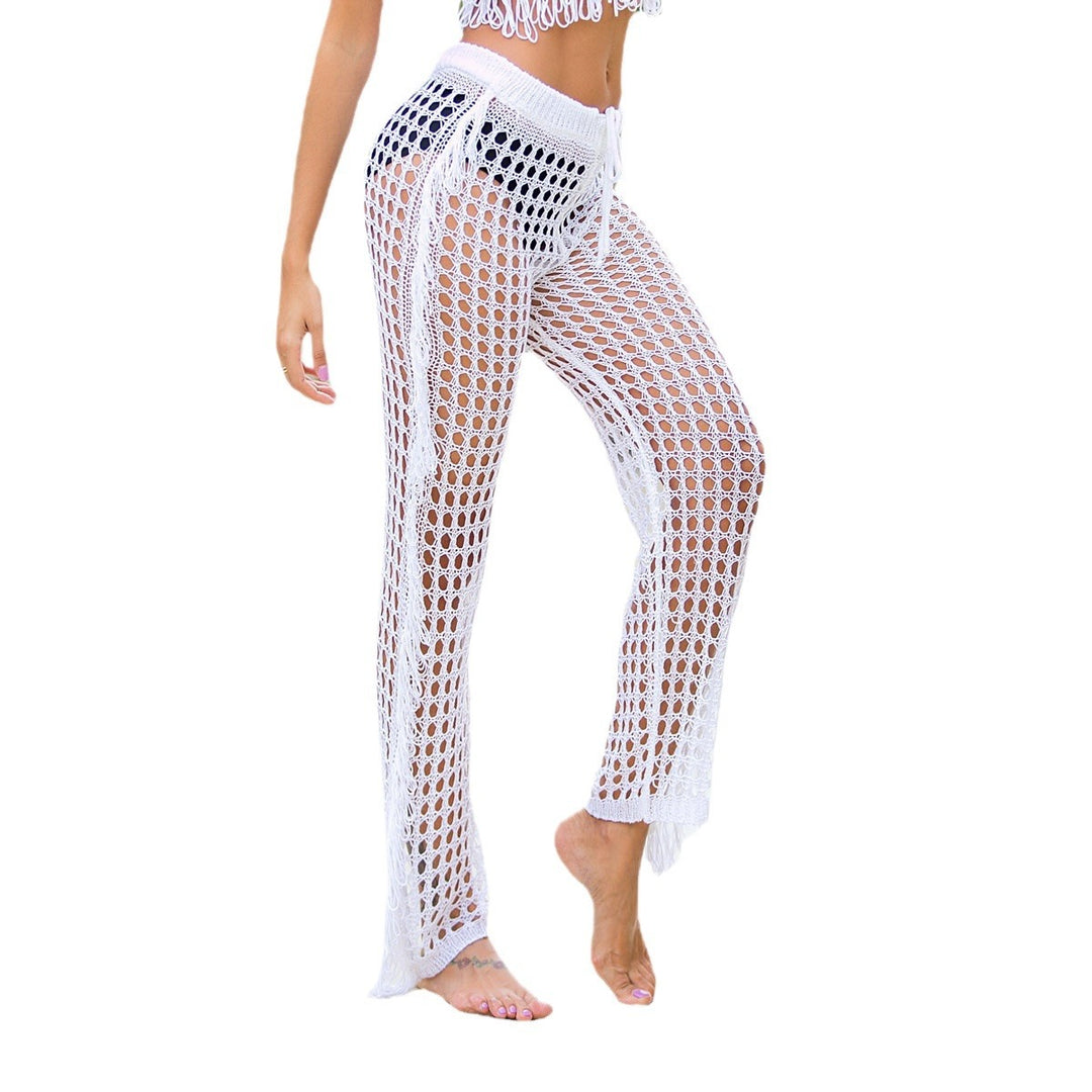 Damen Häkel-Strandhose mit fransigen Details und weitem Schnitt Drune