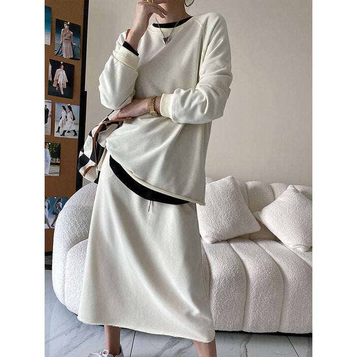 Damen lässiges Sweatshirt mit Skirt-Set Drune