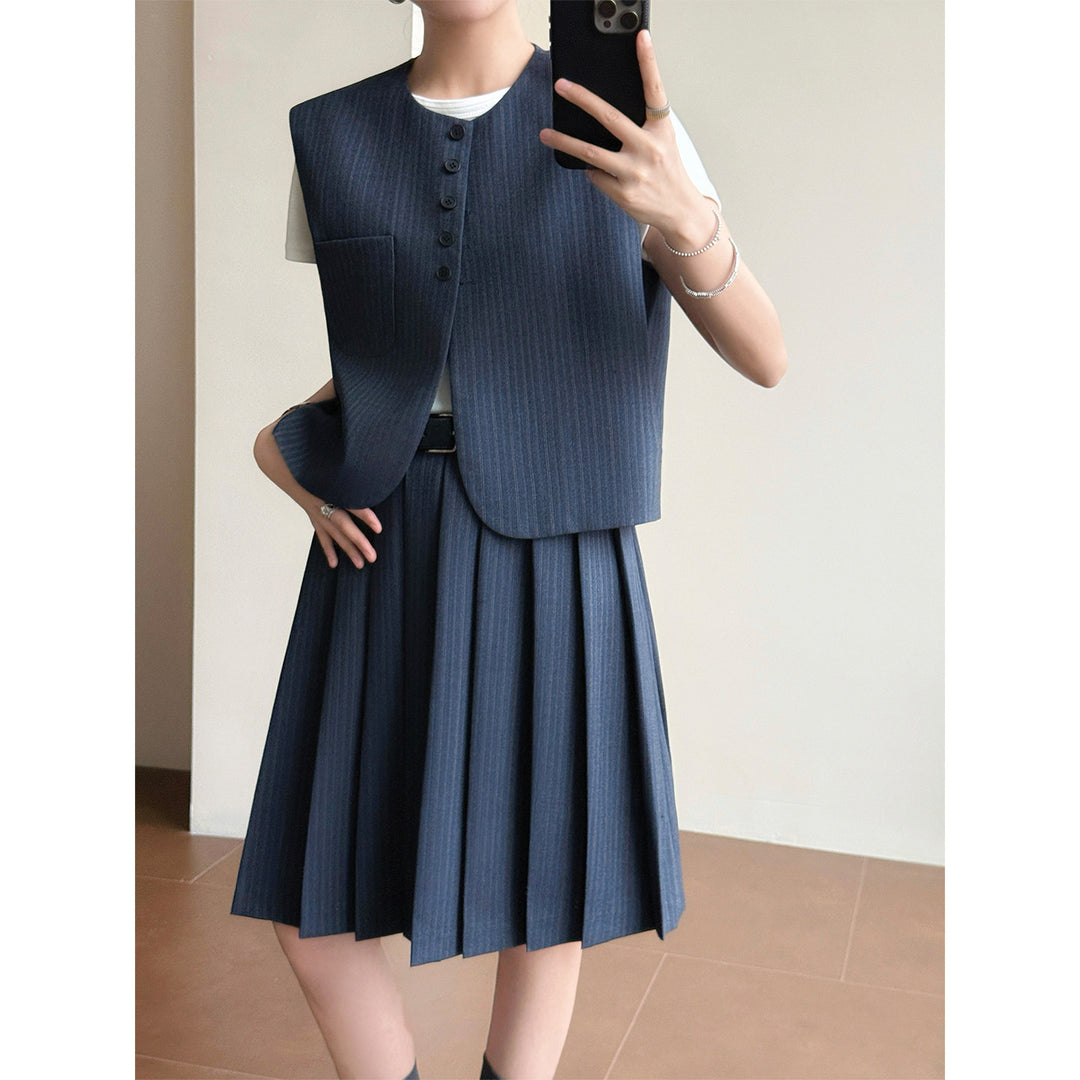 Damen Elegante Blazer-Weste mit gestreiftem Design Drune
