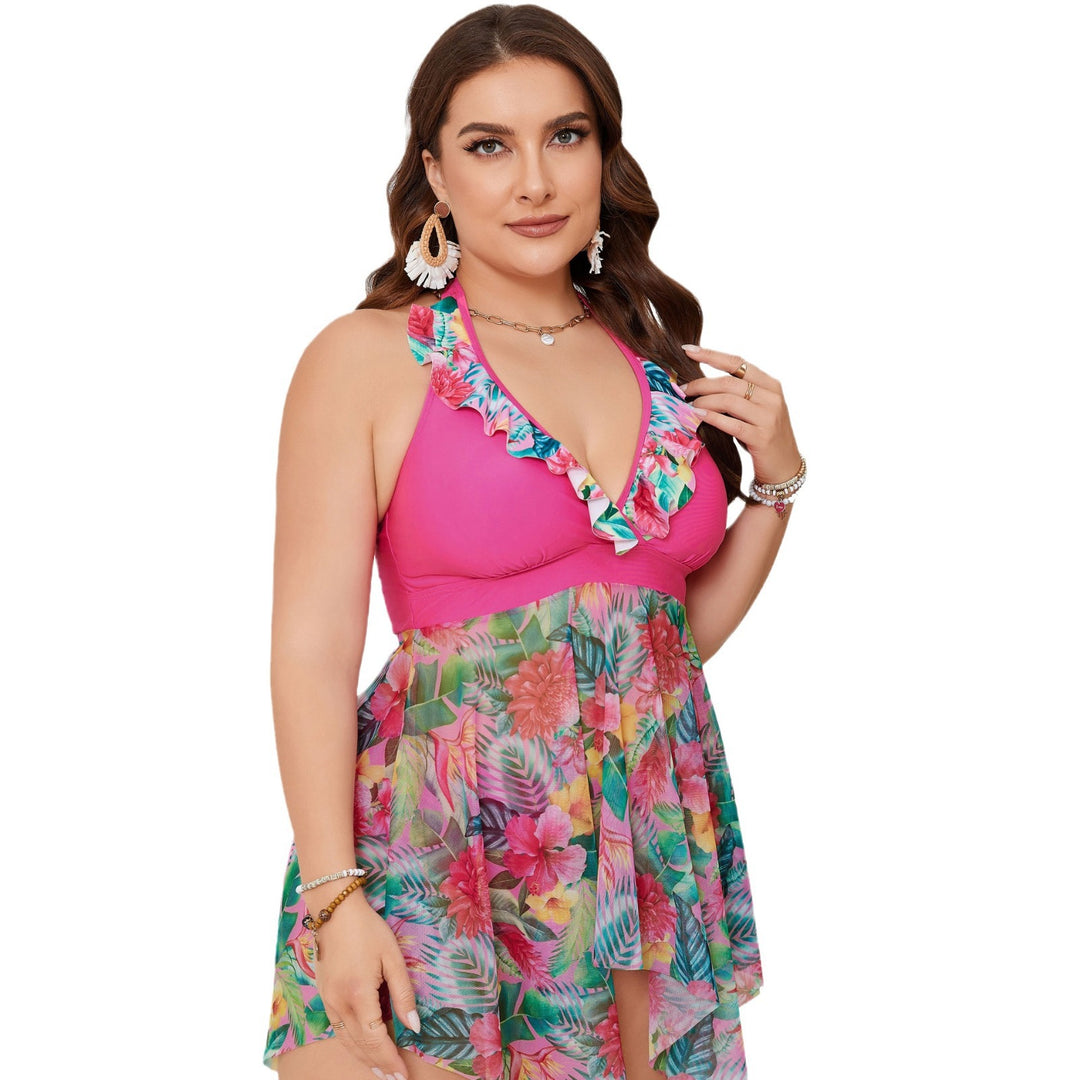 Damen Strandkleid mit floralem Überwurf Drune
