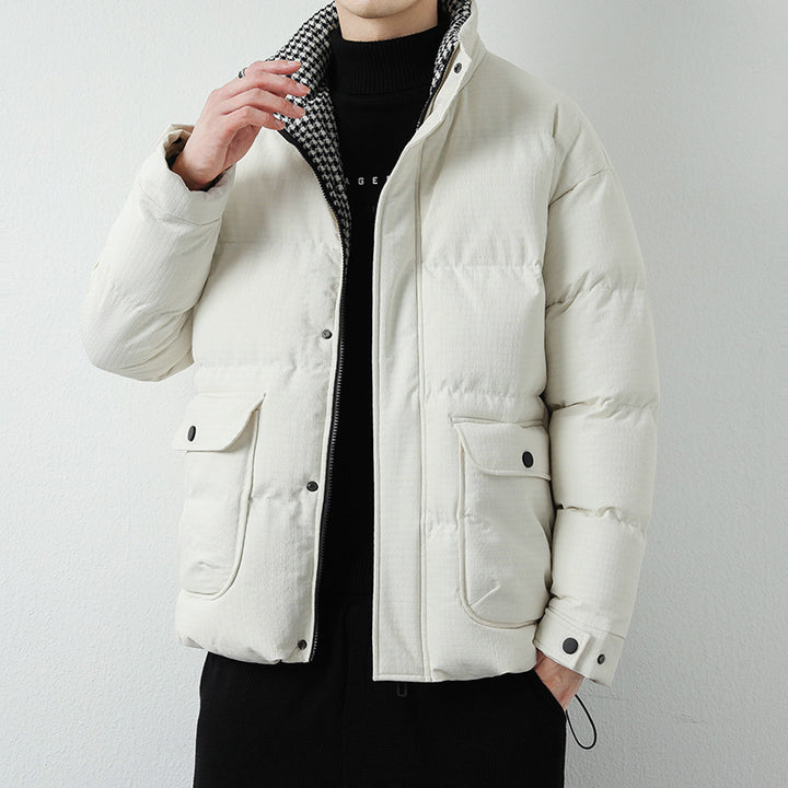 Herren Modische Pufferjacke mit Karokragen Drune