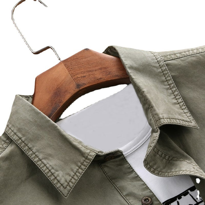 Herren Robust geschnittenes Canvas-Übergangshemd mit Pattentaschen und Utility-Details Drune