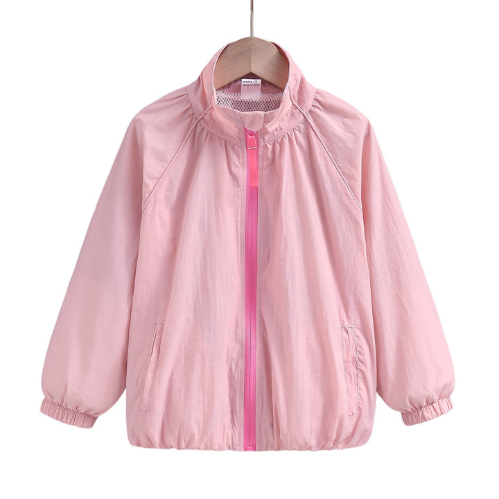 Damen nan leichte winddichte Sommerjacke mit Stehkragen elastischen Bündchen Drune