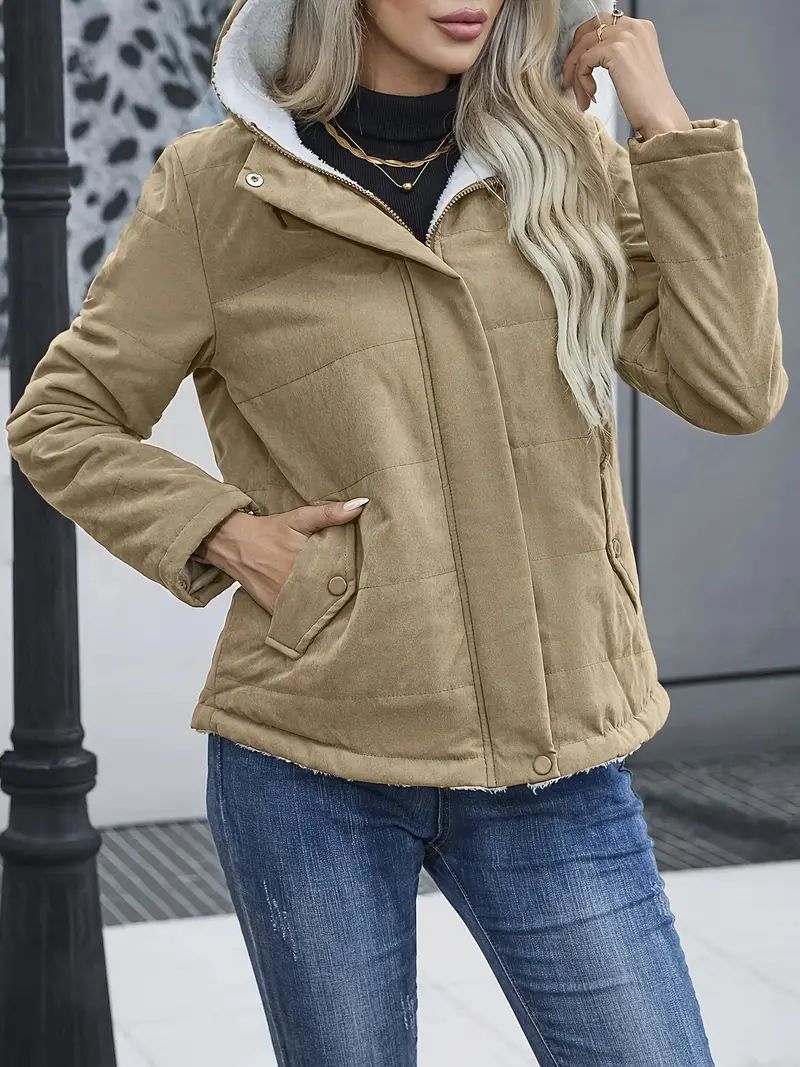 Drune | Kurzjacke Gepolstert Fleece Futter Kapuze Reißverschlussverschluss