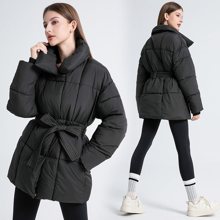 Damen Wattierte Jacke mit Gürtel und eleganter Kragenform Drune