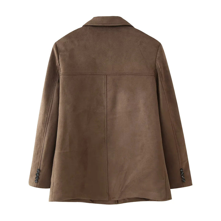 Damen nan kastiger Veloursblazer mit Reverskragen und aufgesetzten Pattentaschen Drune