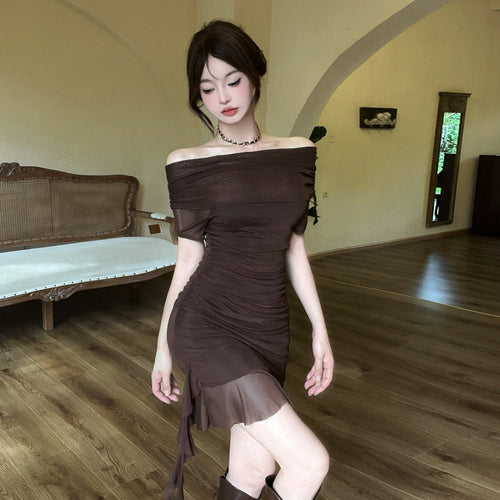 Drune | Mesh Off-Shoulder Bodycon Kleid