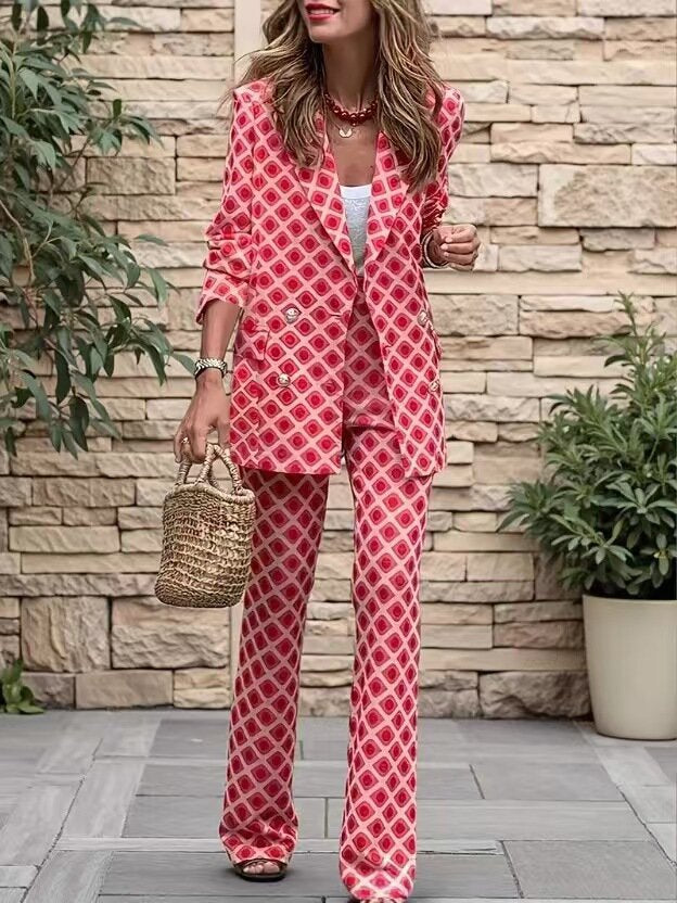 Damen Modisches Anzug-Set mit stilvollem Muster Drune