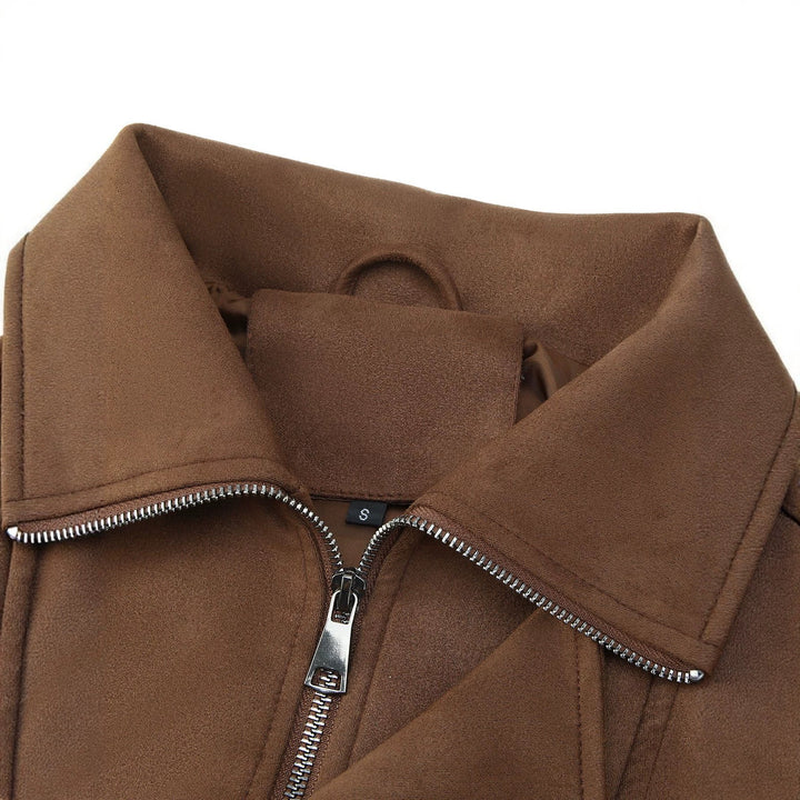Damen Luxus Kunstleder Jacke Drune