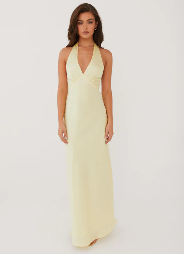 Damen Elegantes Wickelkleid mit V-Ausschnitt und schmalem, fließendem Schnitt Drune