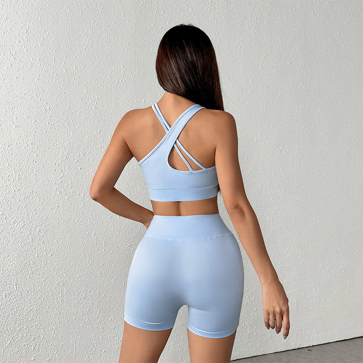 Damen Sportliches Set aus bügelfreiem Stretch-Material mit Racerback-Oberteil und bequemen Shorts Drune