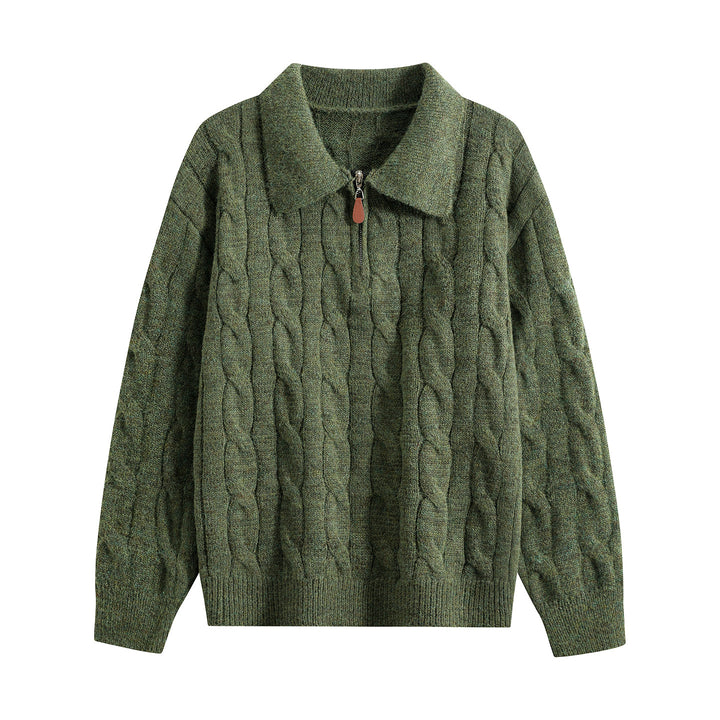 Damen Grobgestrickter Troyer-Pullover mit Halbreißverschluss & Oversize-Kragen Drune