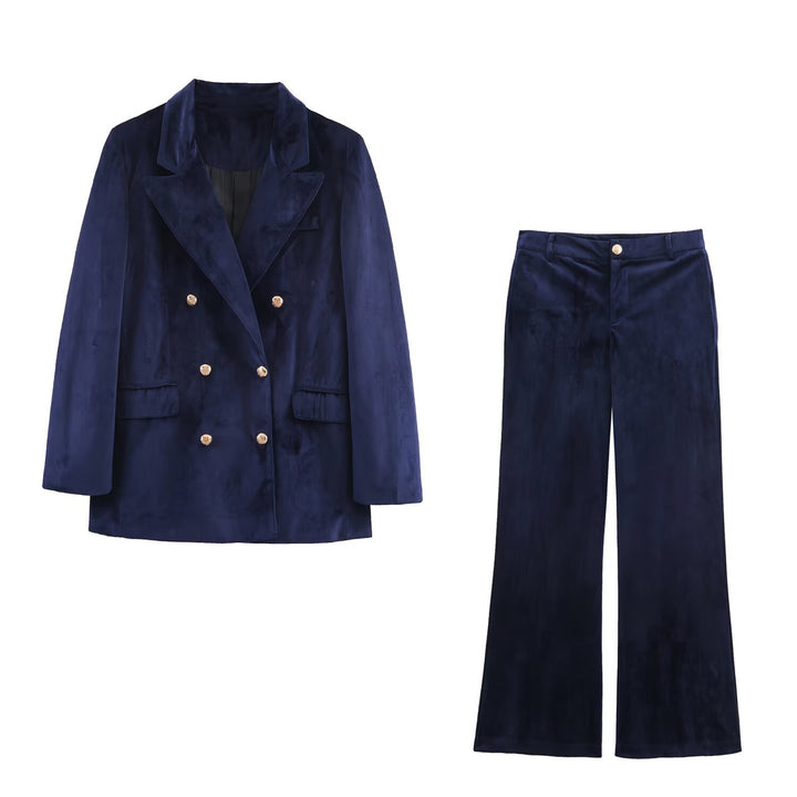 Damen Weite Samt-Hose mit hoher Taille und weitem Bein Drune