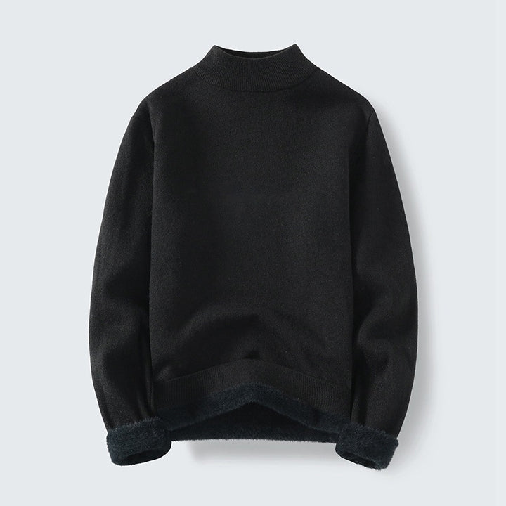 Damen Feinstrick-Mockneck-Pullover mit wärmendem Fleece-Innenfutter und umgeschlagenen Teddy-Bündchen Drune