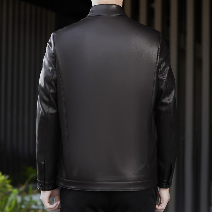 Herren Kunstlederjacke mit modernem Schnitt und praktischen Reißverschlusstaschen Drune