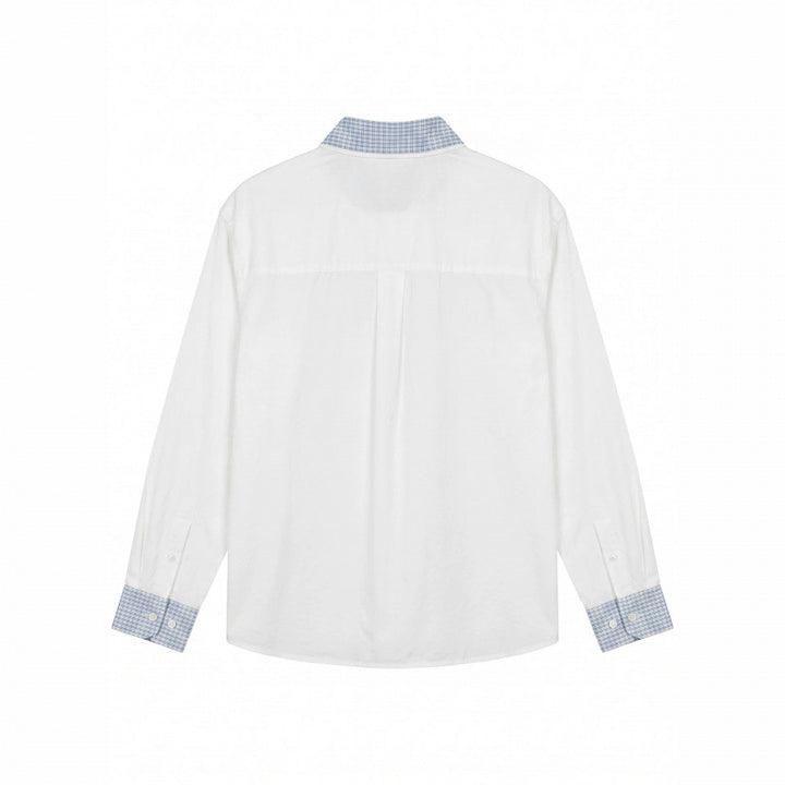 Unisex Oversize Baumwoll-Hemd mit kontrastiertem Vichykaro-Kragen und Manschetten Drune