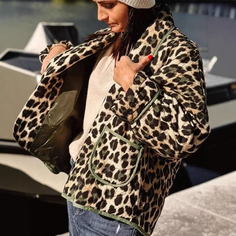 Damen elegante Leopardmuster Jacke Drune