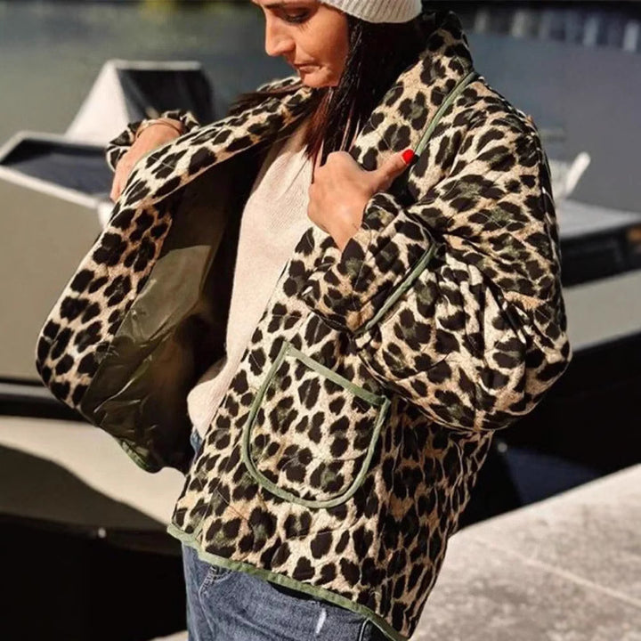 Damen elegante Leopardmuster Jacke Drune