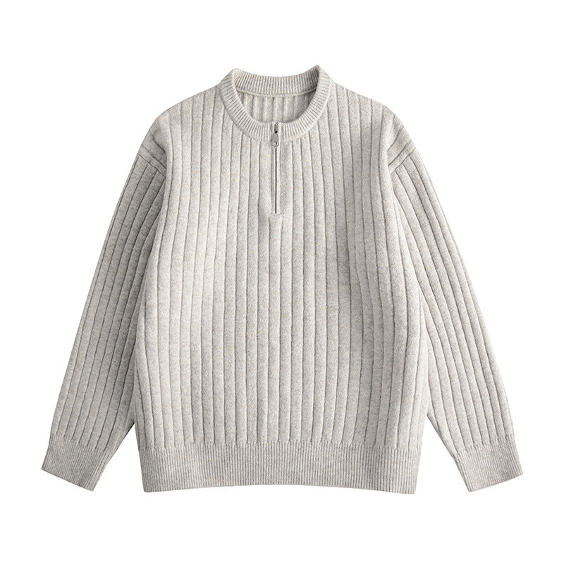 Herren Grobstruktur-Halbzip-Strickpullover mit Rippenstruktur Drune
