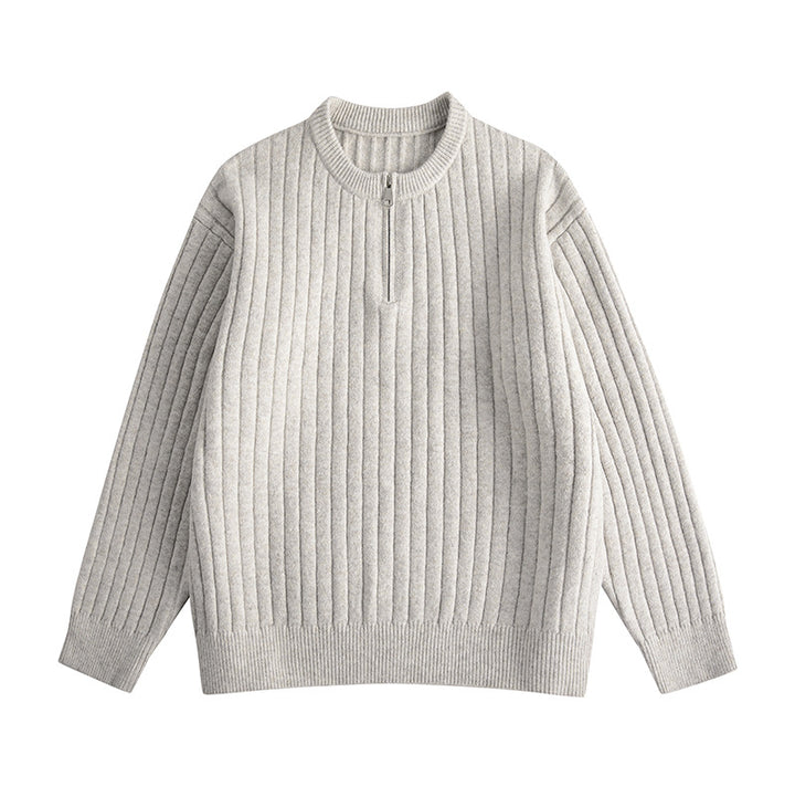 Herren Grobstruktur-Halbzip-Strickpullover mit Rippenstruktur Drune