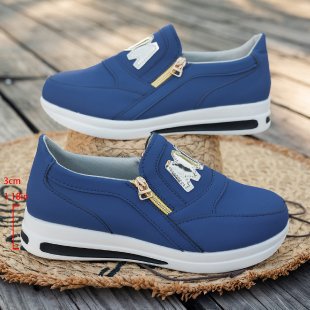Damen Slip-On Plateau-Sneaker mit dekorativem Metall-Reißverschluss und Logo-Applikation Drune