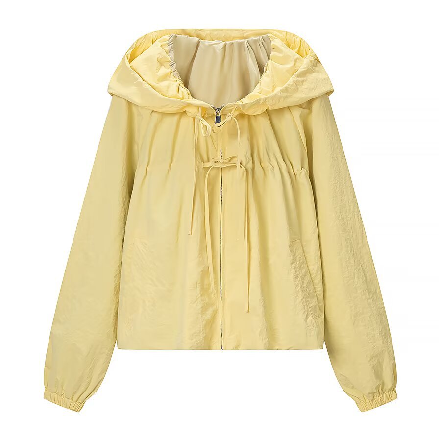 Damen Leichte Kapuzen-Windjacke mit Tunnelzug, Cropped-Schnitt und elastischen Bündchen Drune