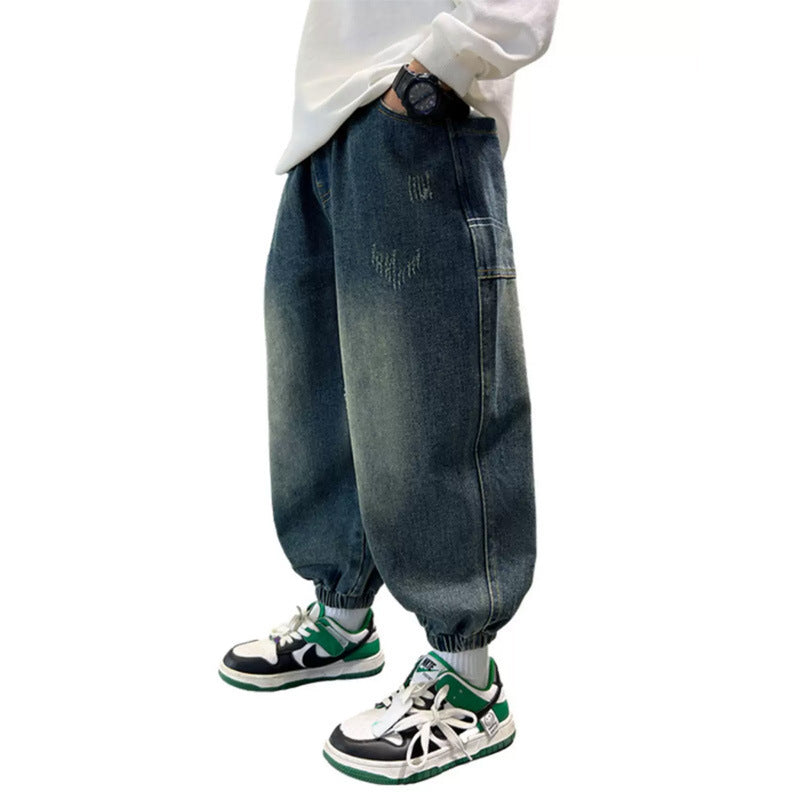 Unisex lässige Baggy-Jeans mit Gummizug Drune